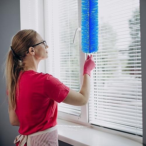 2 Pcs Cobweb Duster Bendable Fan Duster Plastic Dust Cleaner Microfiber 1 Blue