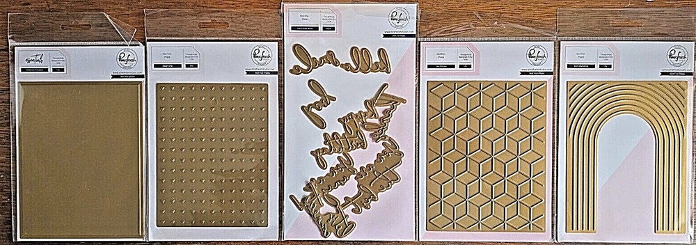 Pinkfresh Studio hot foil plates: solid, hearts, script, arch, geo blocks