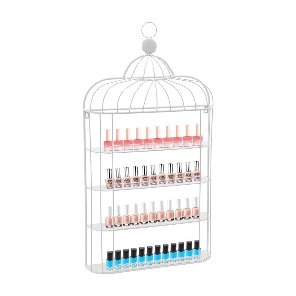 4-tier Cage-shape Wall Mounted Nail Polish Storage Rack For Home