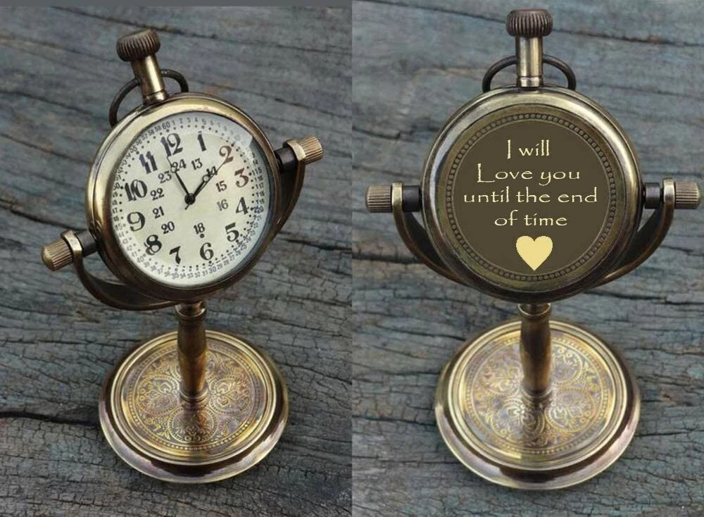 Personalized Antique Desk Clock - Table watch - Desktop clock Retirement gift