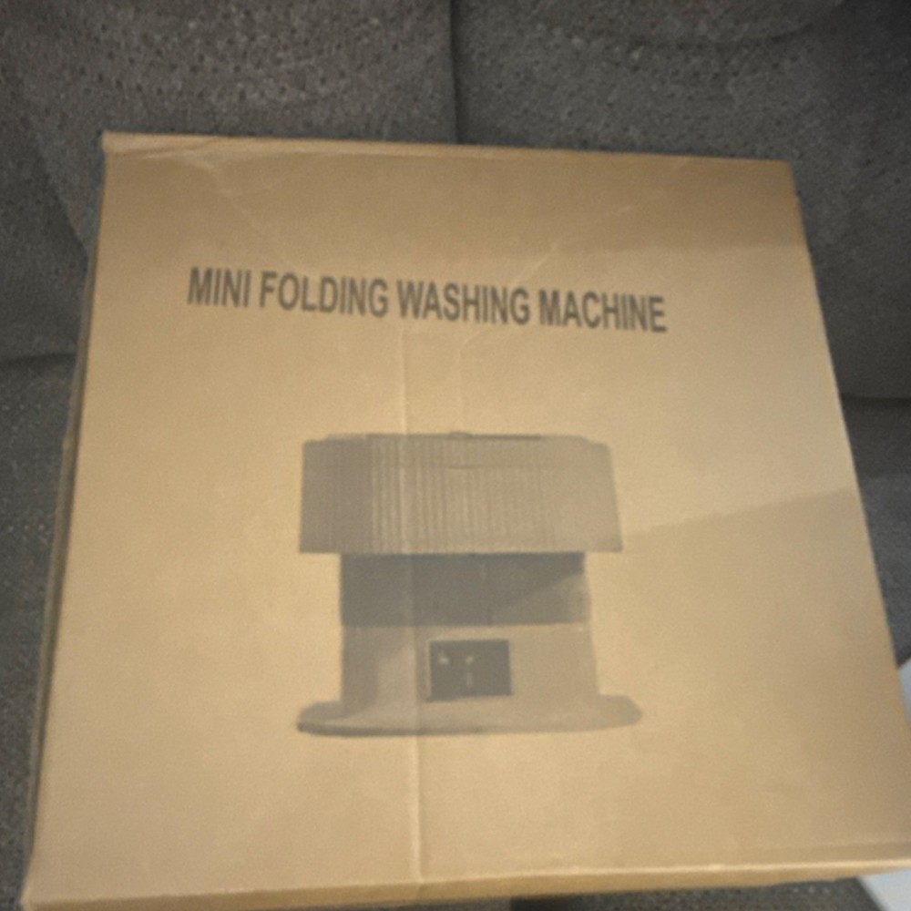 Mini Folding Washing Machine Portable Electric Top-Loading Compact White Beige