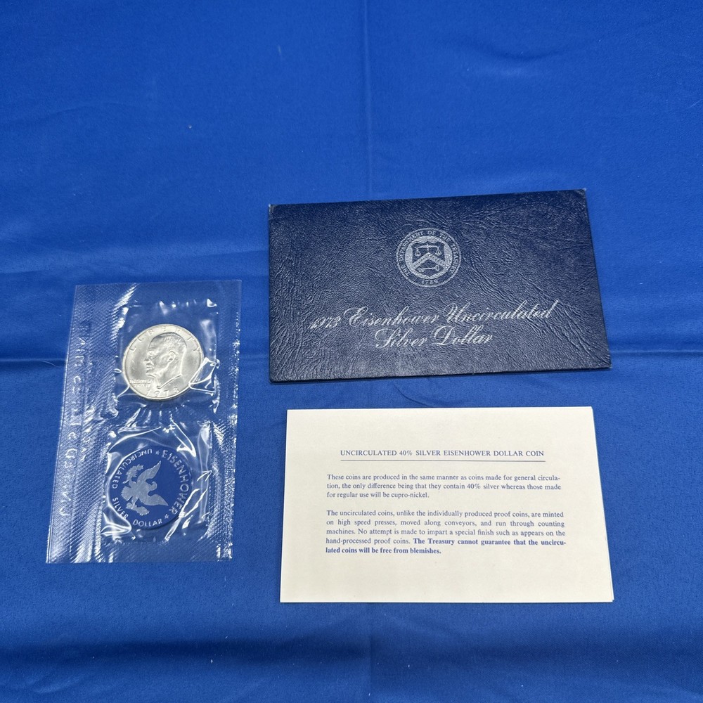 1973- S Eisenhower Dollar Uncirculated Blue Envelope Silver