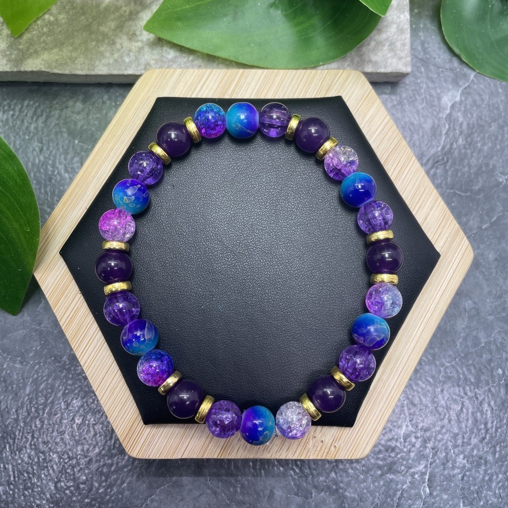 Handmade Bead Beaded Stackable 7.5” Plus Stretch Bracelet New Free Ship C1512