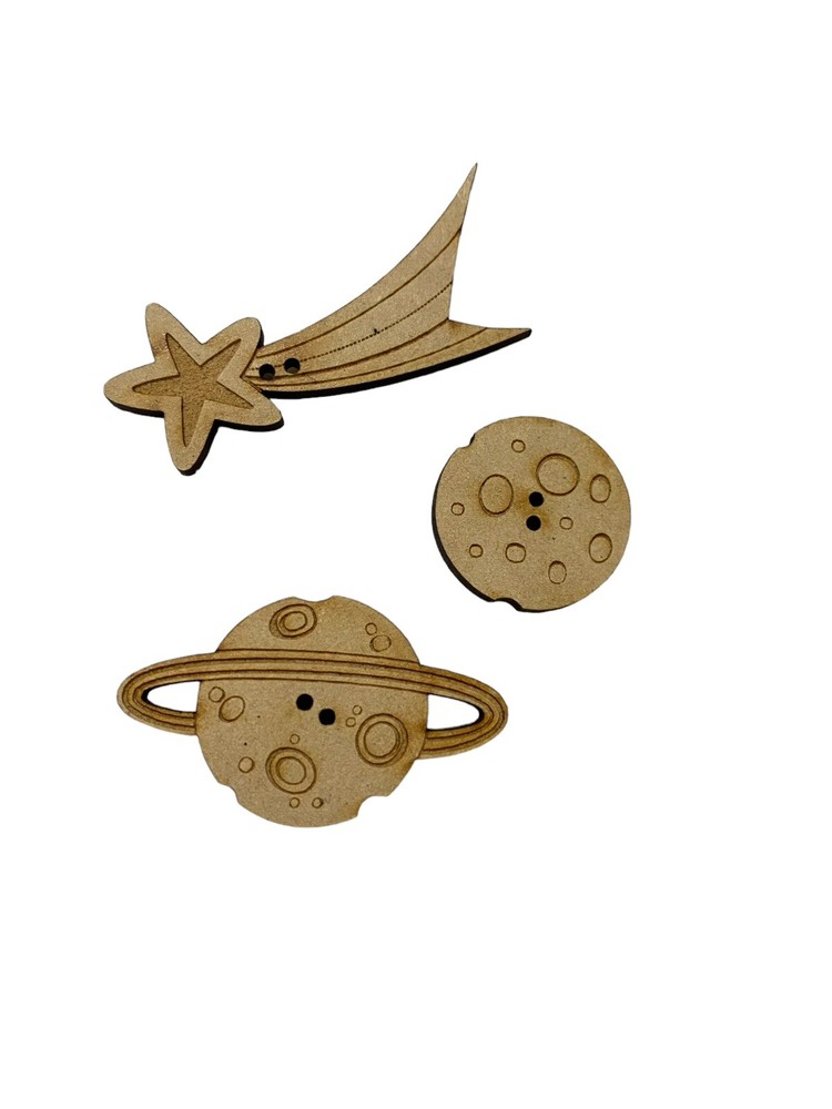 Star And Planet Buttons Brown