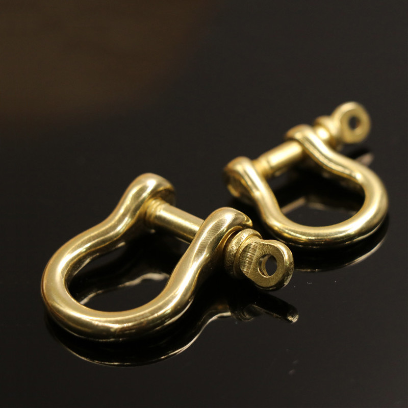 5/50pcs solid brass bow shackle D-ring keychain hook clasp connection leather