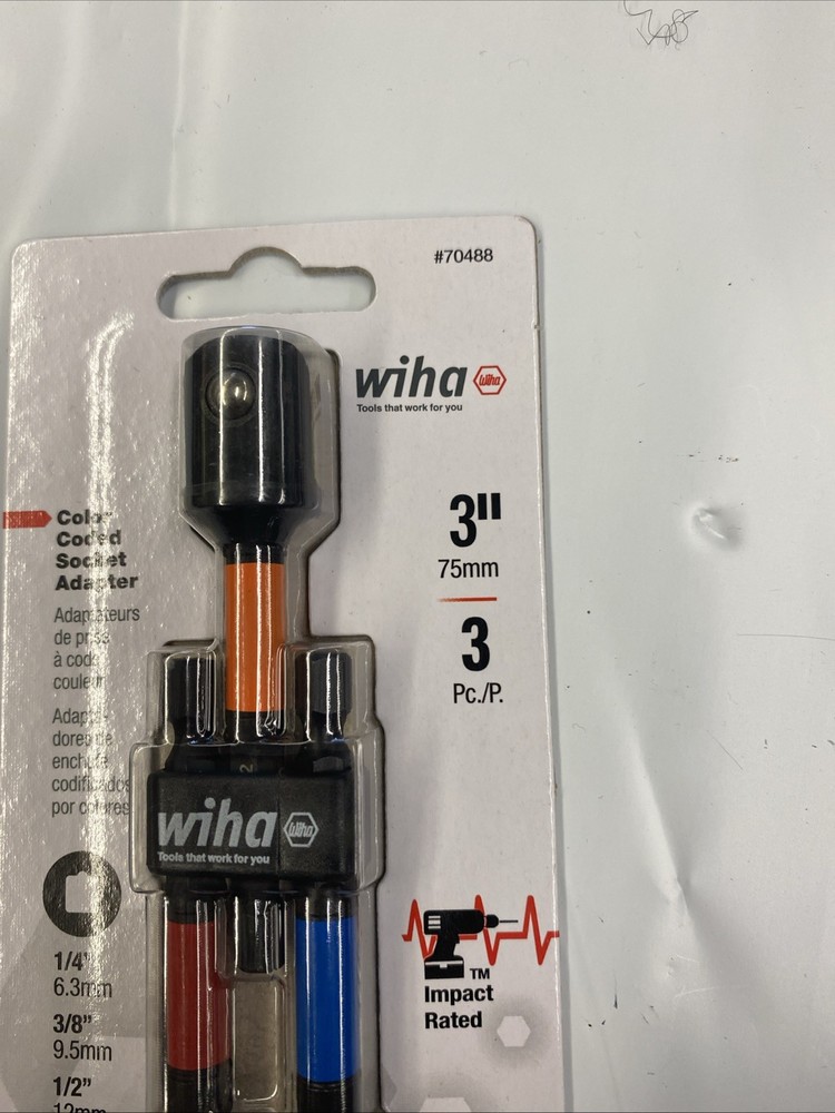 Wiha 70488 3 Piece Color Coded Socket Adapters