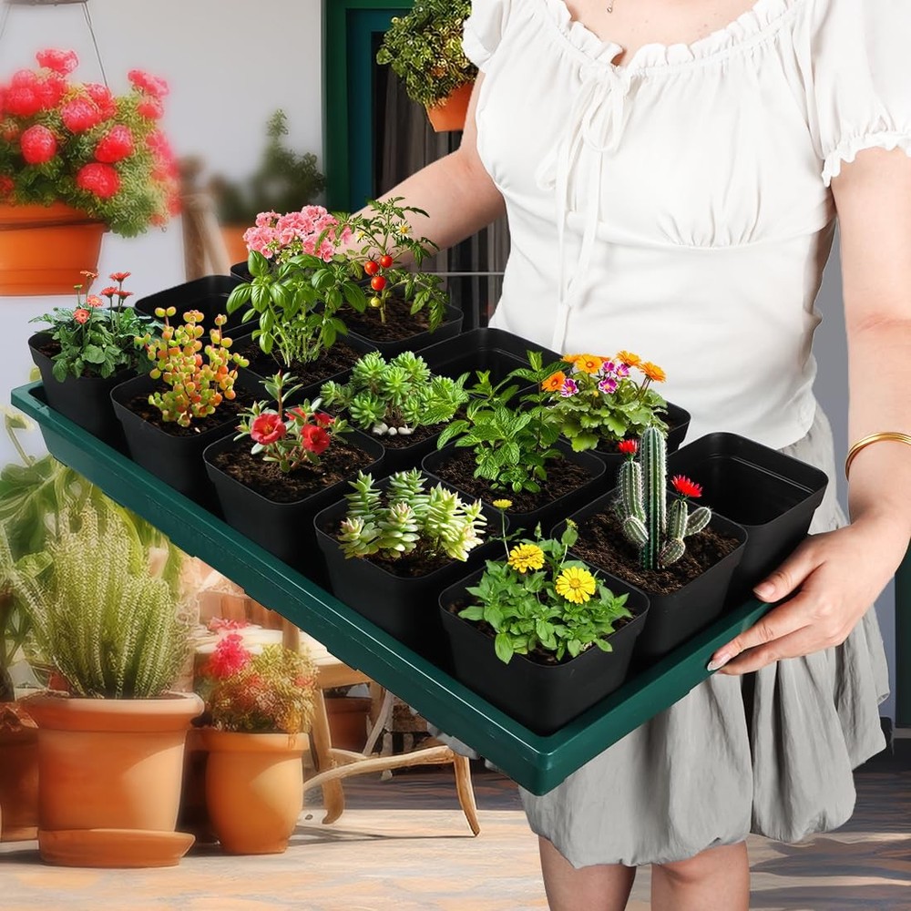 1020 Nursery Pots Trays 5 Pack, Plastic Flat Seed Starter Trays, Durable Seed...