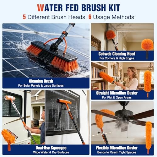 Water Fed Pole Window Cleaning System & Solar Panel Cleaning Kit, 18FT