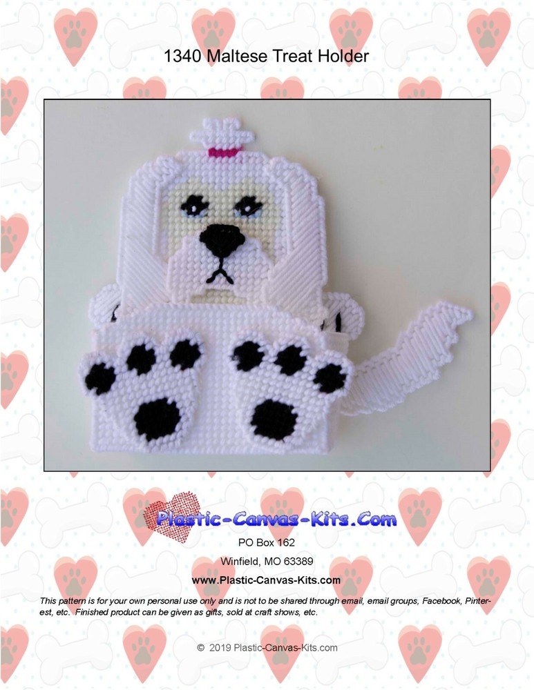 Maltese Dog Treat Holder- Plastic Canvas Pattern or Kit