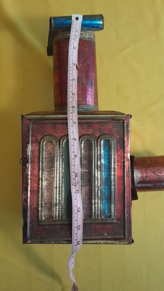 1885 RARE ANTIQUE MAGIC LANTERN PROJECTOR MEDAILLON LAPIERRE POLYCHROME 14”
