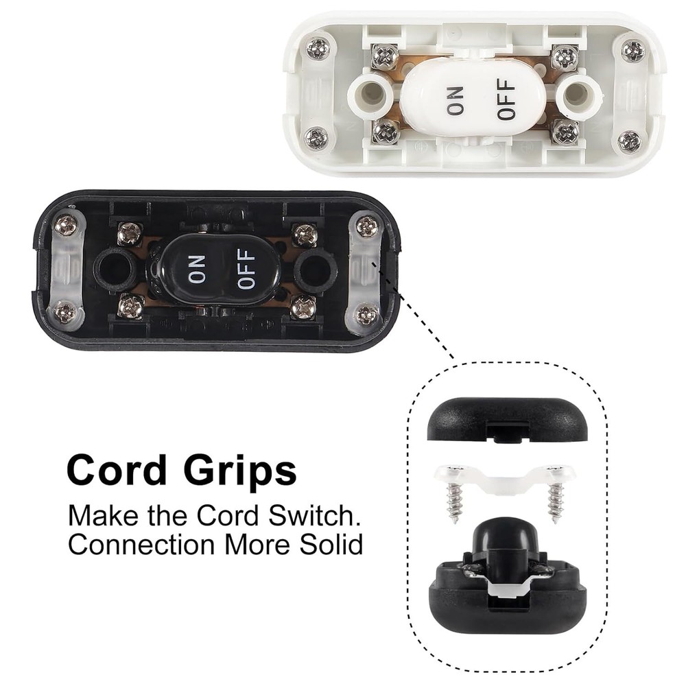 XIITIA 2pcs Inline Cord Switch, On Off Button Control Lamp Appliance White