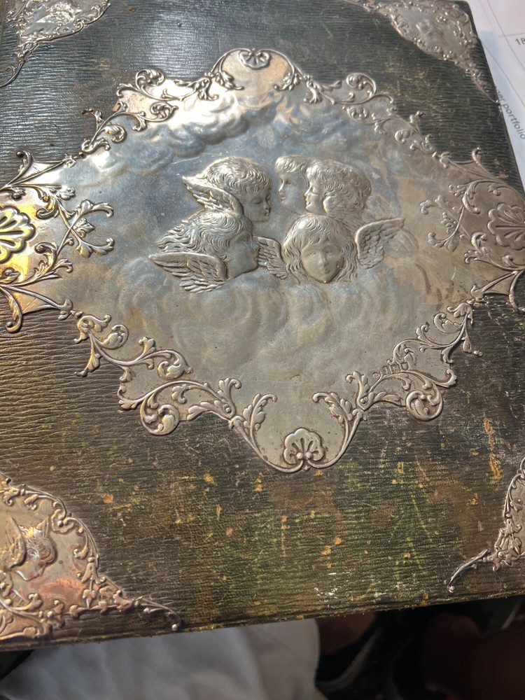 Victorian 1904 Writing Desk with Silver Angels