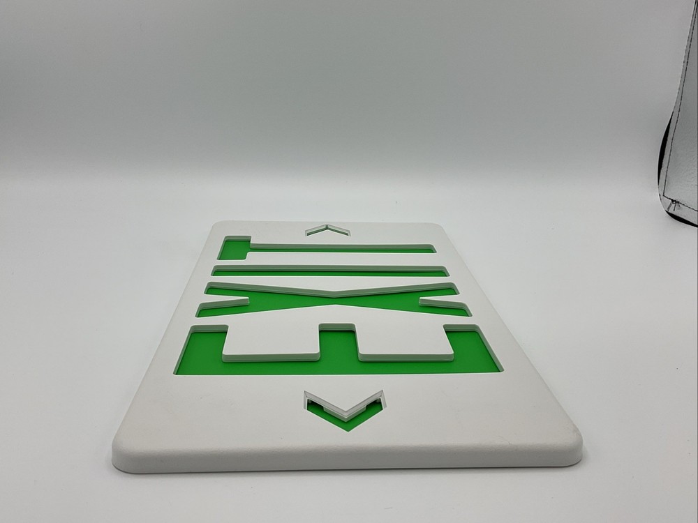 Lithonia Lighting Green Exit Sign Replacement Face 12”x8” Missing The Chevrons