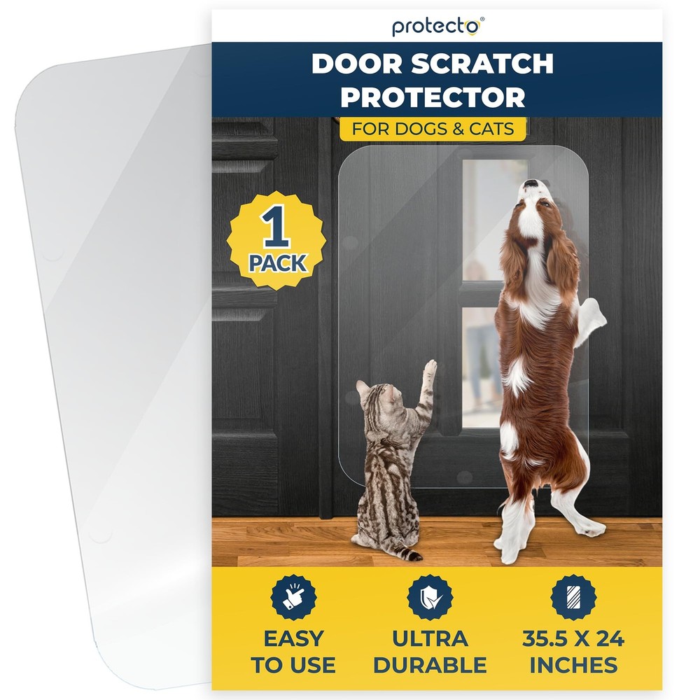Door Scratch Protector 35.5 x 24” Clear | Easy Install on Doors, Walls
