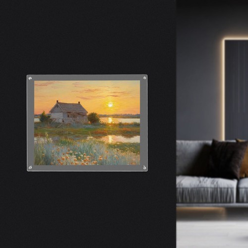 16" x 20" Clear Acrylic Picture Frame Wall Mount Floating Frameless Double Panel