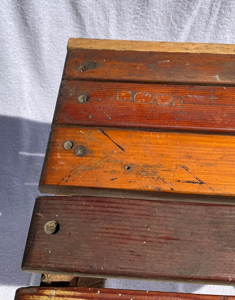 Vintage Folding Wooden Step Stool Seat