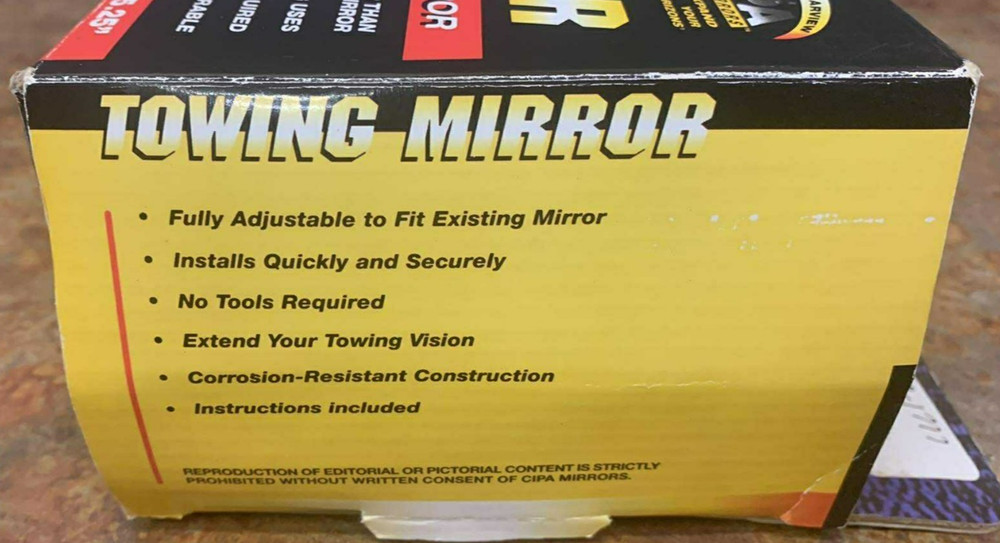 CIPA Universal Towing Mirror with Suction Cup Mounting 11960 Left or Right Side