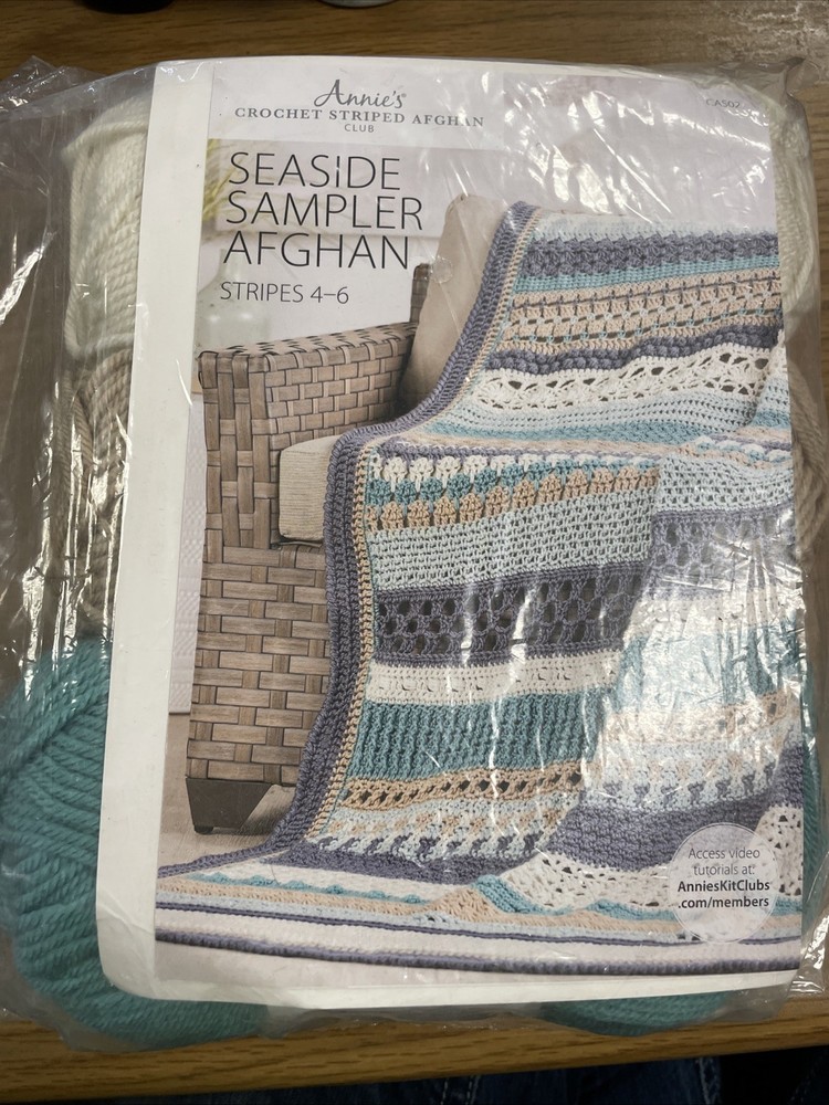 Annie’s Stitch Sampler Crochet Afghan Yarn 4-6 Stripes