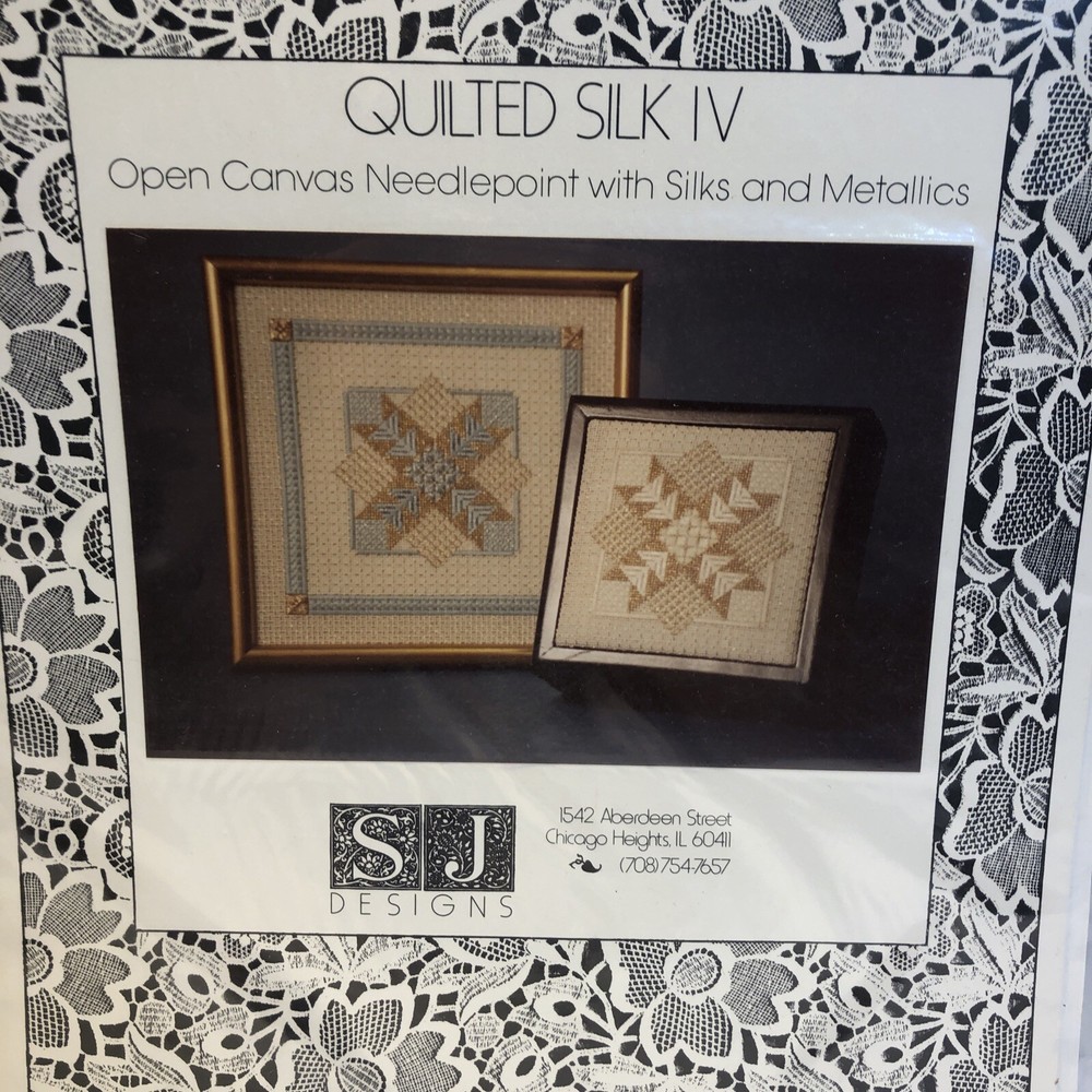 Quilted Silk IV Open Canvas Needlepoint Silks Metallics SJ designs Pattern