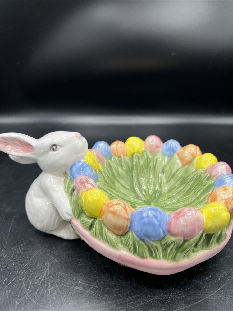 Vintage Palm Tree 1996 Easter Bunny Bowl