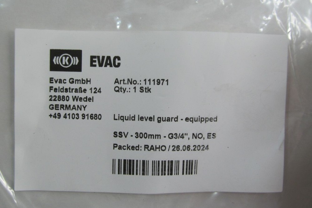 EVAC/ JUMO 111971 RAILROAD LIQUID LEVEL GUARD/ SENSOR/ FLOAT SWITCH SSV EQUIPPED