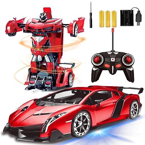 Remote Control Transform Robot Car Toy for Kids with Dazzling Light
