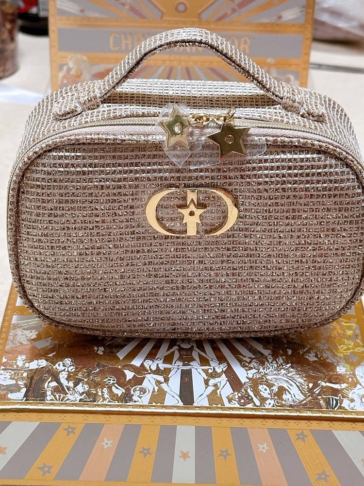 Dior Luxury Cosmetic Vanity Bag with Handle | Structured Case READ description !
