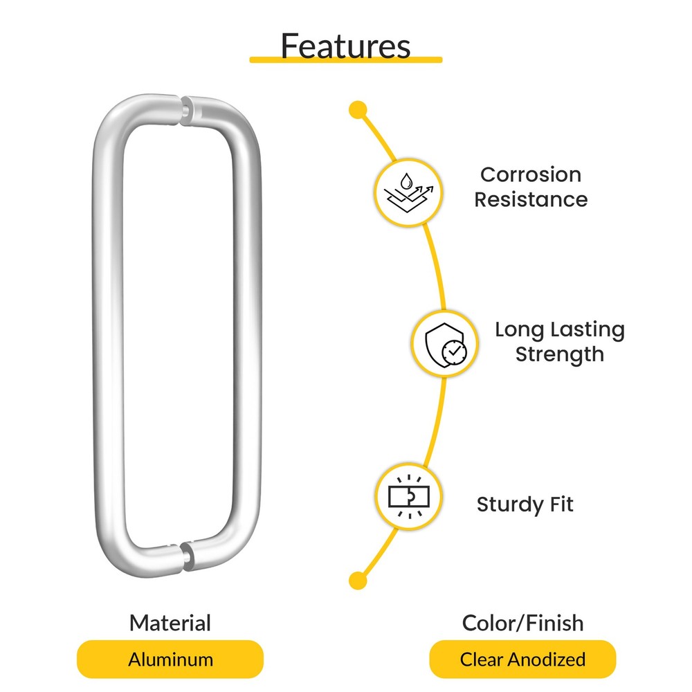 Brixwell Straight Back-to-Back Pull Handle 11" Length Clear Anodized Finish