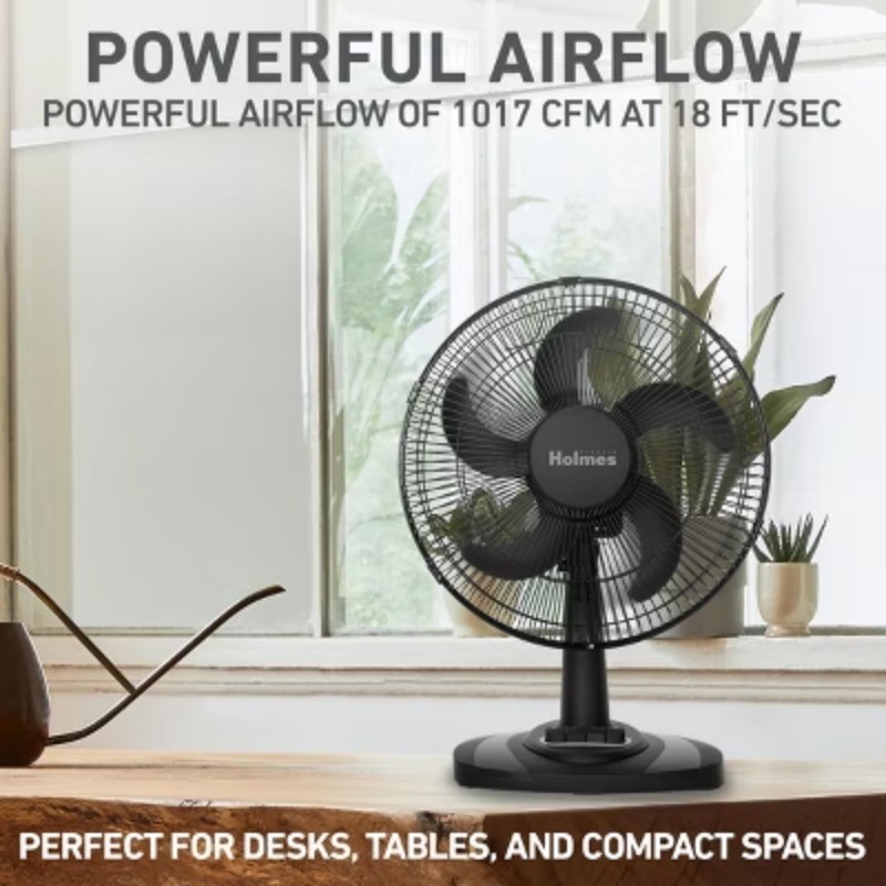 12" Table Breeze Table Oscillating Fan Black