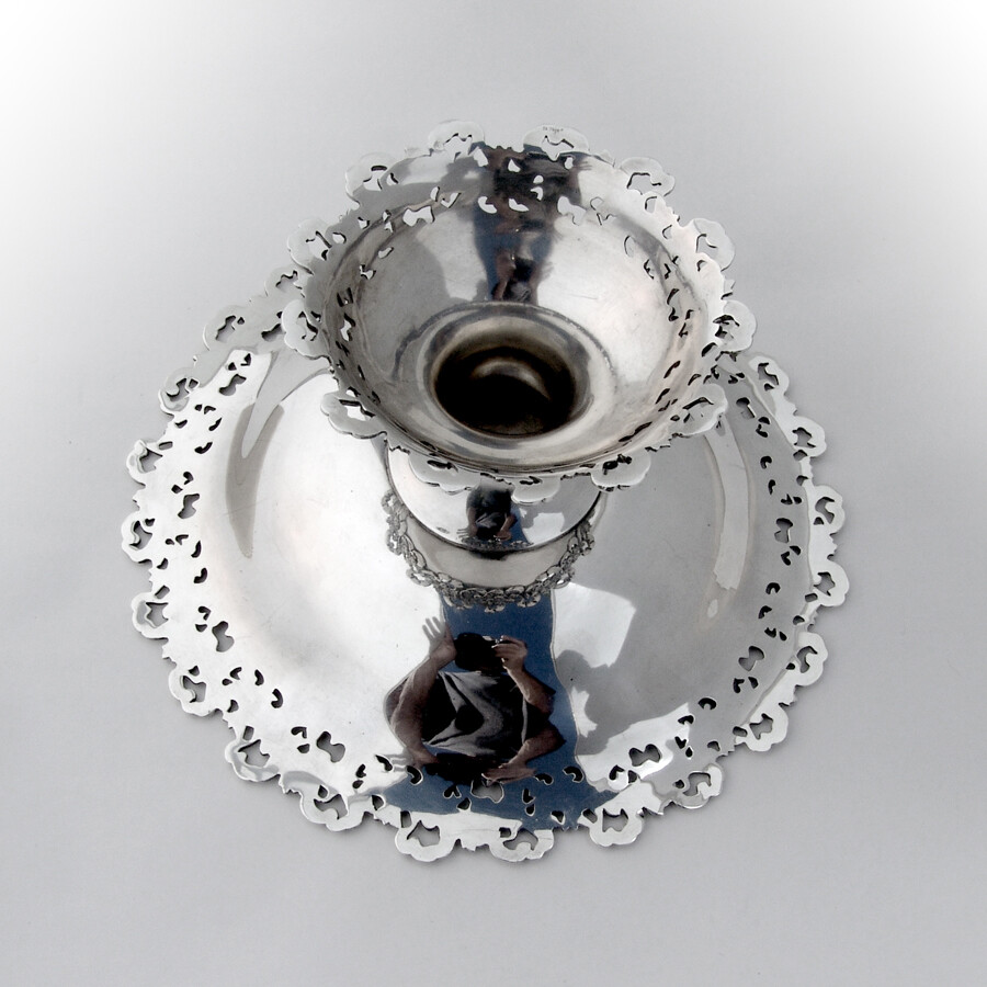 Openwork Rose Ribbon Compote Durgin Sterling Silver 1900 Mono KSB