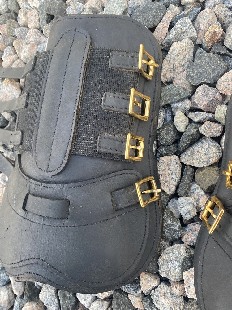 Black Leather Open Front Jump Boots With Neoprene Lining