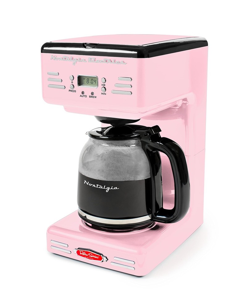 Nostalgia Retro 12-Cup Programmable Coffee Maker With LED Display, Pink