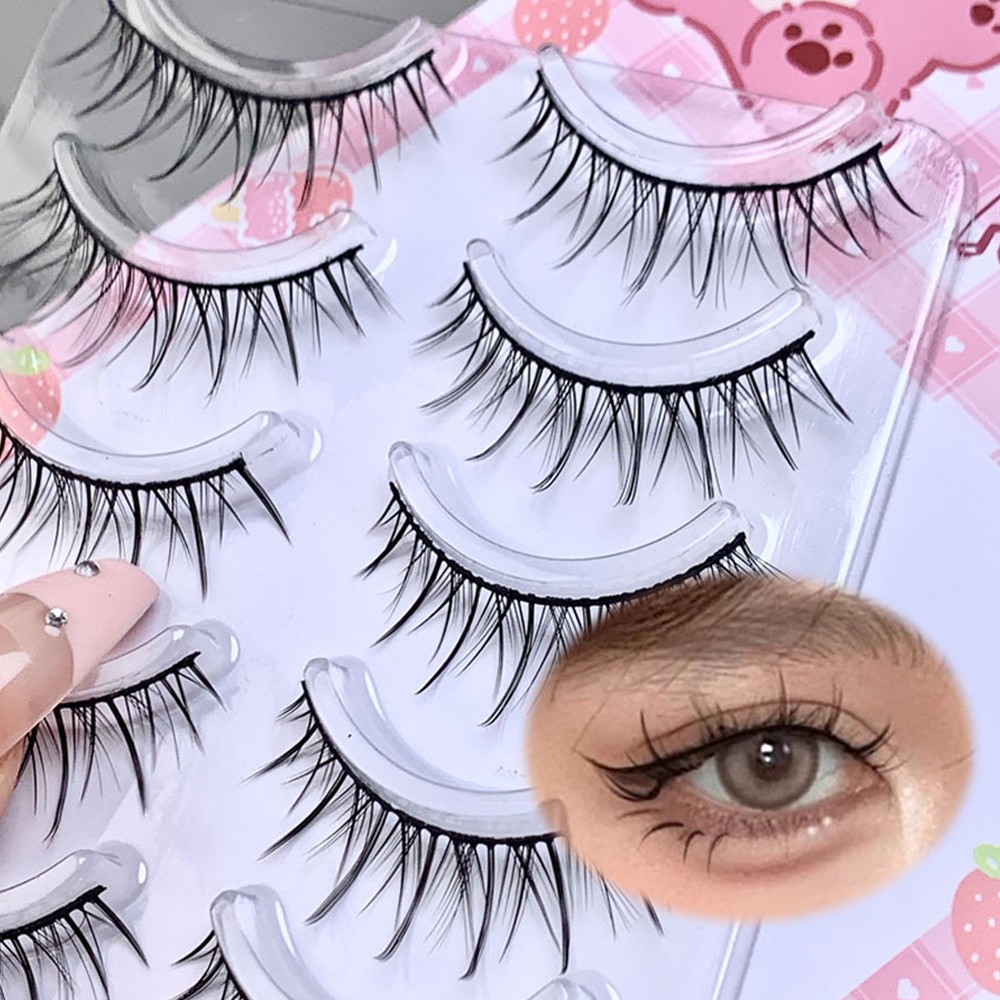 Natural Dense Eyelashes For Makeup 12mm Black False Eyelashes Set