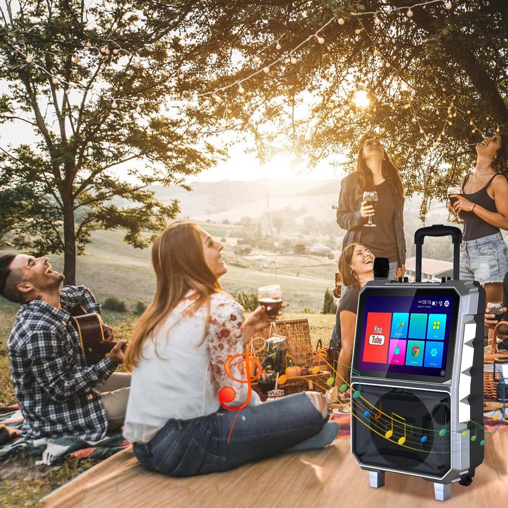 Professional Karaoke Machine Bluetooth Speaker Lyrics Display Screen WirelessMic