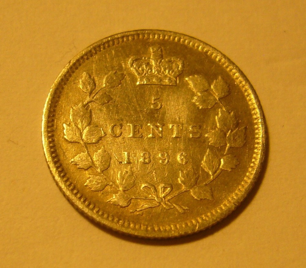 1896 Canada 5 Cents Coin Silver!