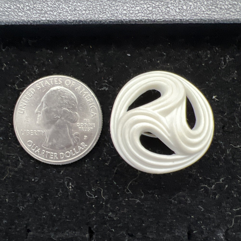 White Creamy Swirl Wire Wrapped Button Ring