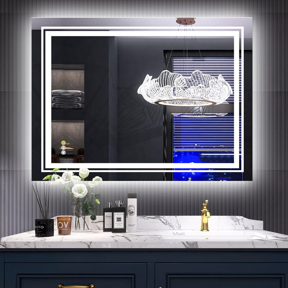 Upgrade Lighting Strips LED Bathroom Vanity Mirror Front Light& Backlit Antifog