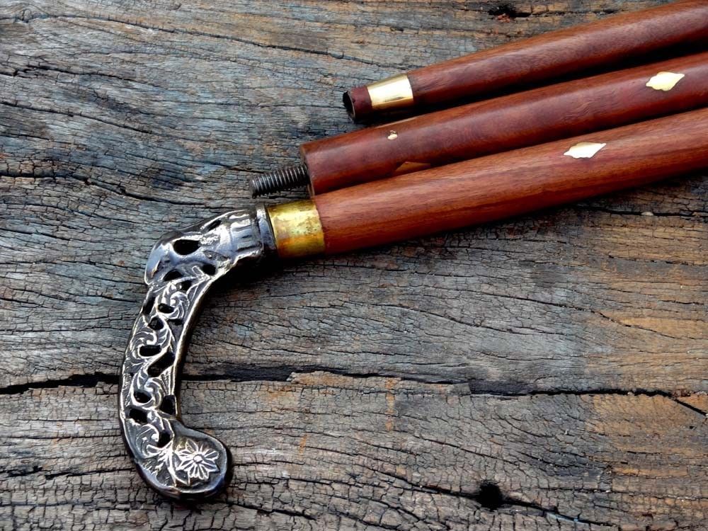 BRASS BEAUTIFUL SOLID HANDLE HEAD VINTAGE CANE SHAFT WALKING STICK HANDMADE