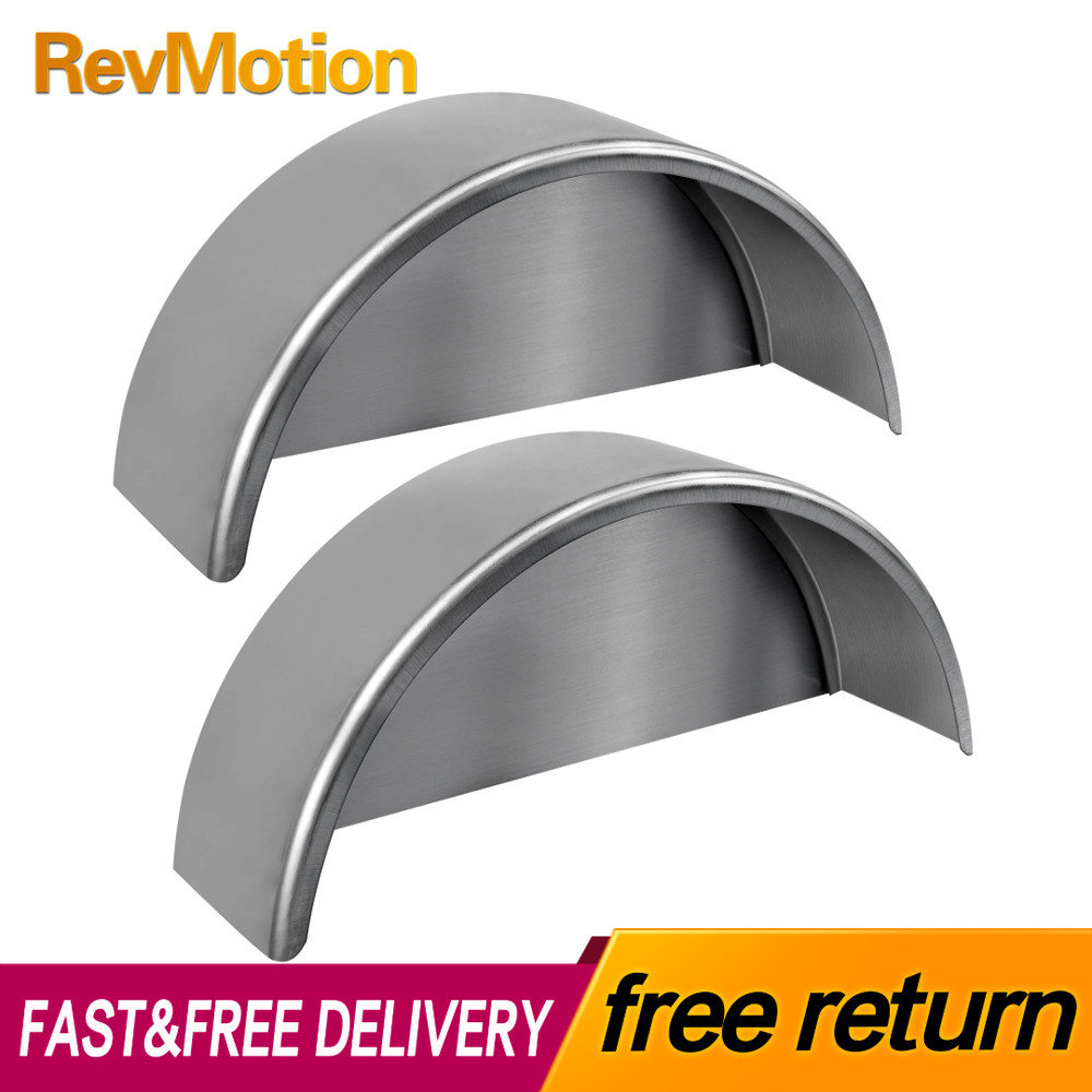 Pair of Steel Round Single Axle Trailer Fenders & Backs For 14" 15'' 16" Wheel