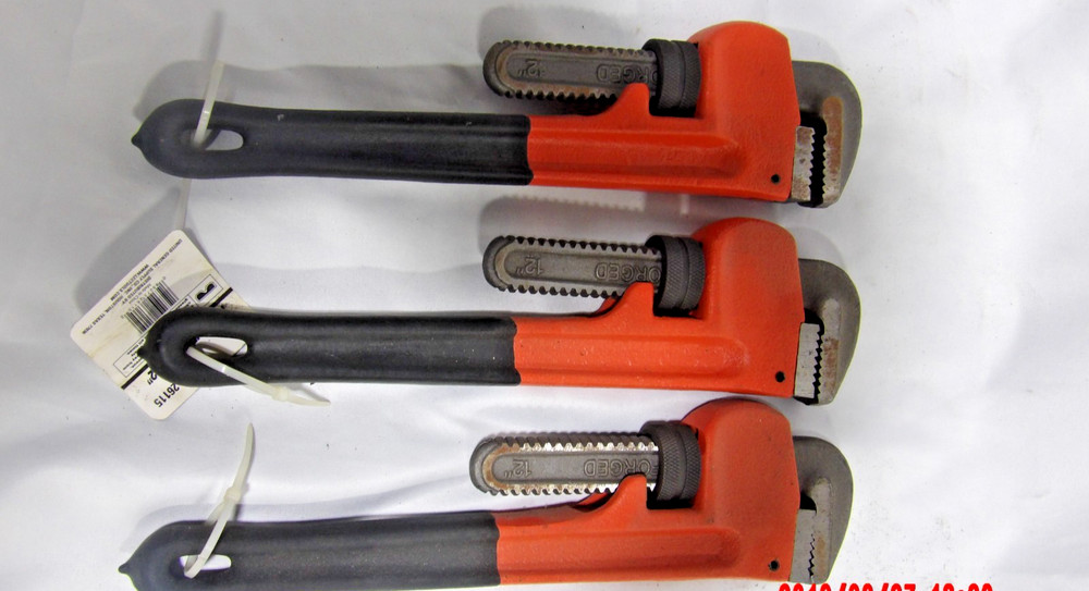 Lot of Three Pipe Wrenchs 12"