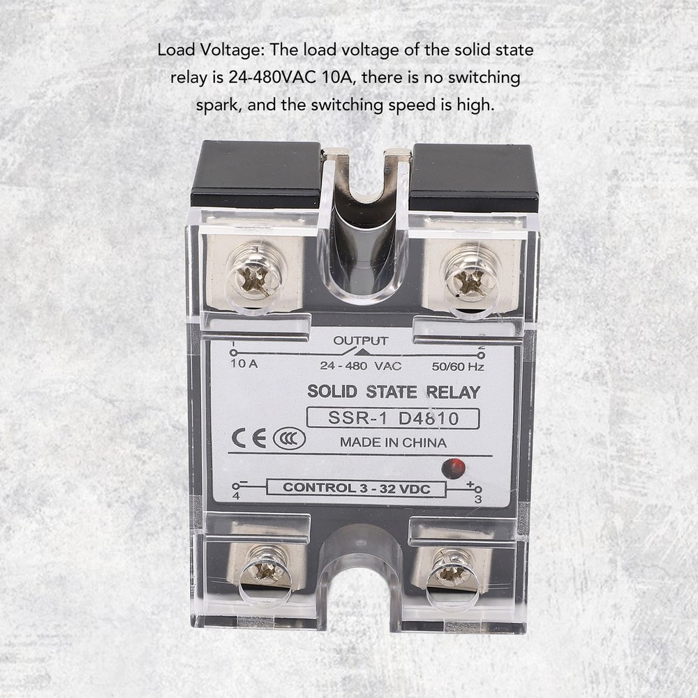 10A Solid State Relay DC Control Semiconductor Relay Module 24-480VAC Part