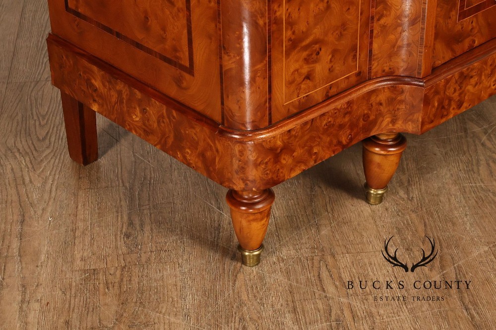 Walnut Marble Top Sideboard With Display Cabinets