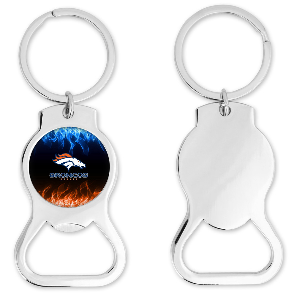 Denver Broncos Bottle Opener Keychain Round