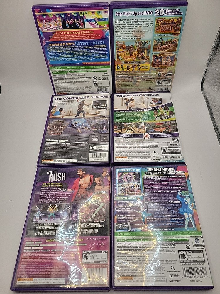 Microsoft Xbox 360 Kinect Sensor Bar + 6 Games Bundle FAST SHIP