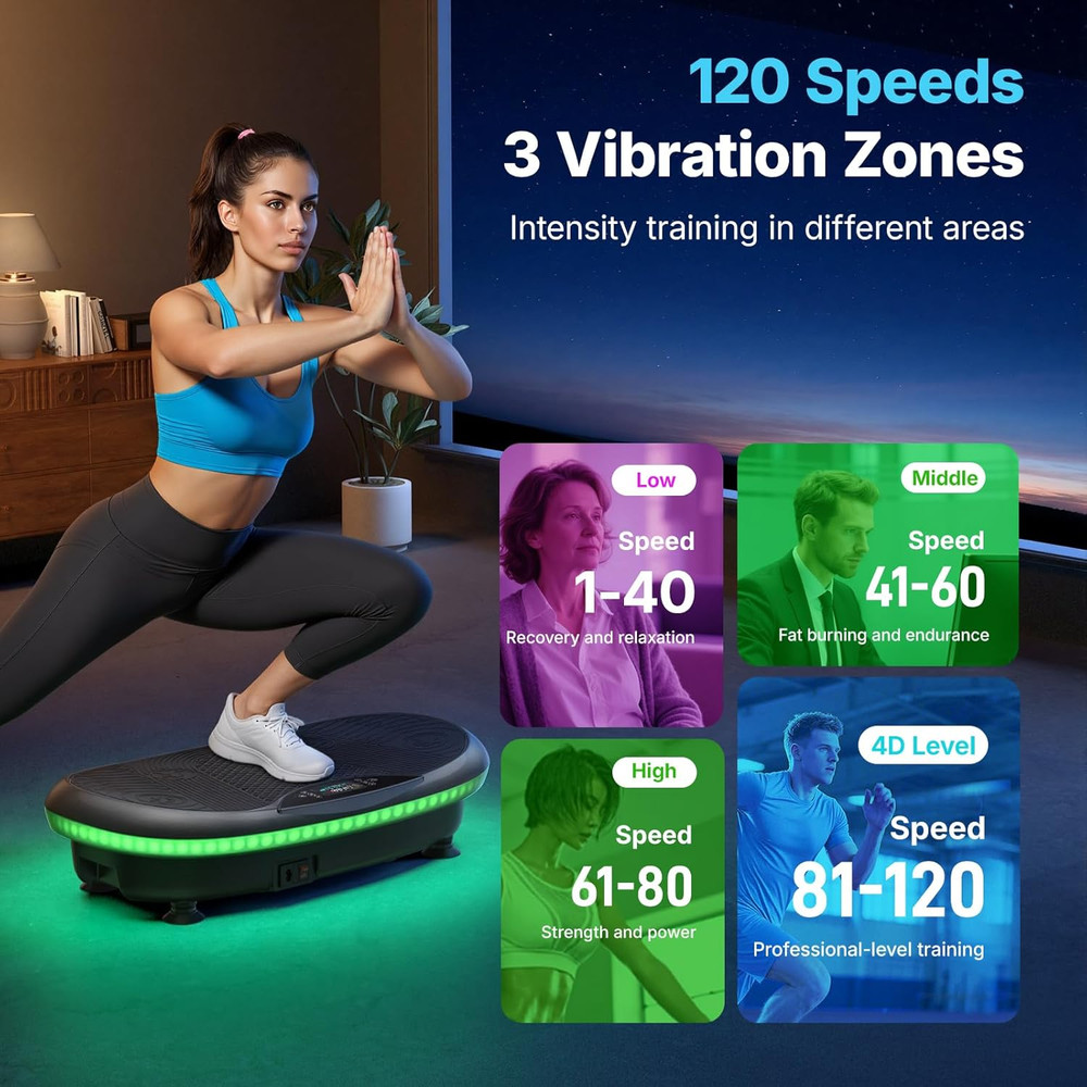 Vibration Plate Exercise Machine, 4D Whole Body Workout Vibrating Platform For