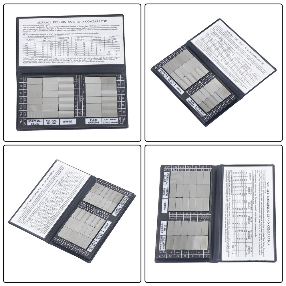 30Pcs Surface Roughness Comparator measure six processing methods Ra0.05-12.5mm