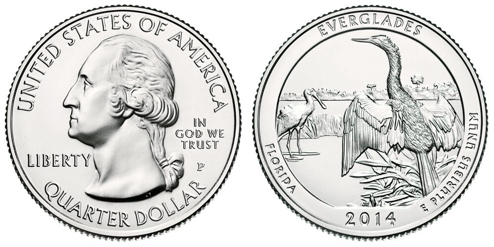 2014 PDS Everglades ATB Uncirculated Quarters From US Mint Rolls