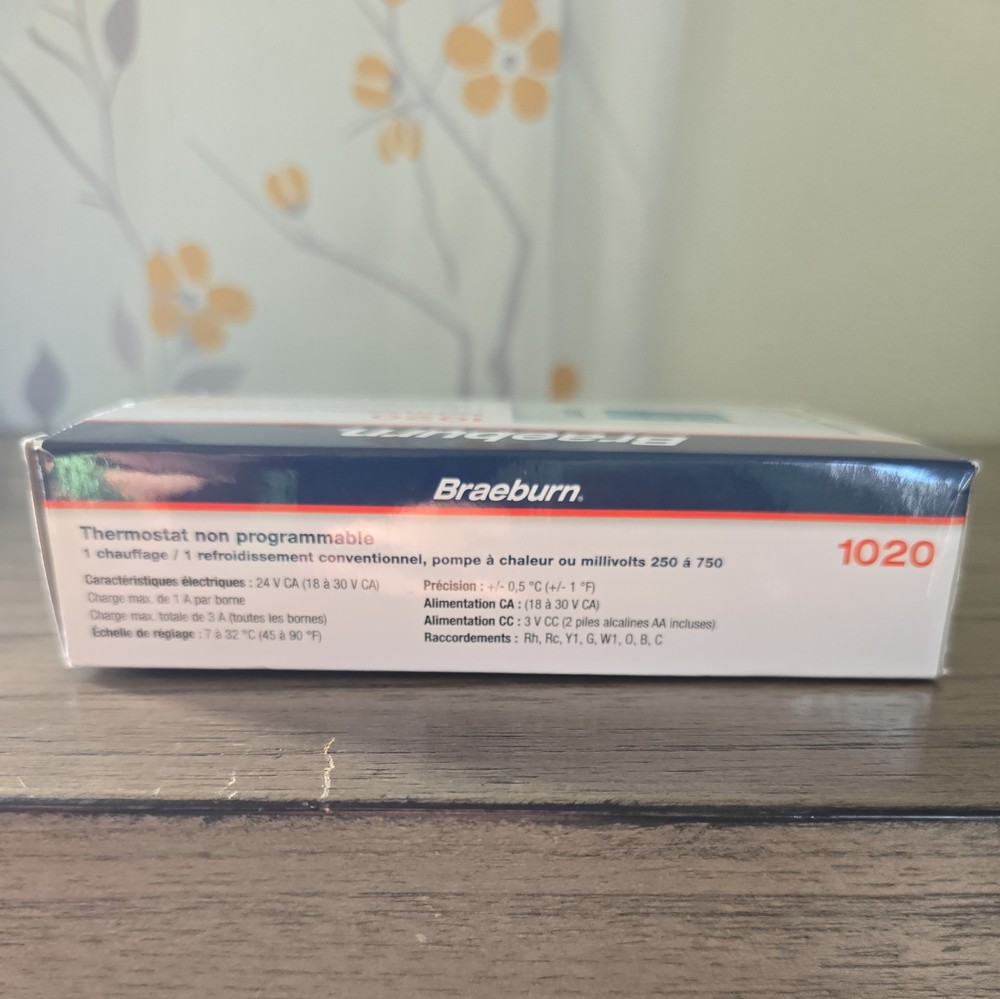 Braeburn 1020 Digital Single Stage Non-Programmable Thermostat New / Open Box