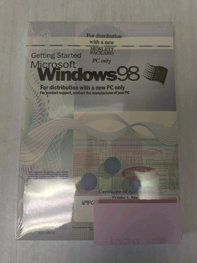 Microsoft Windows 98 HP Hewlett-Packard PC Getting Started with Key *BRAND NEW*