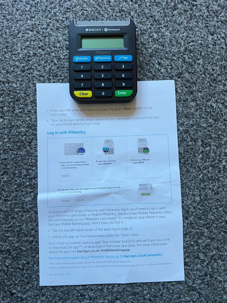 Barclays PINsentry Card Reader - Secure Online Banking